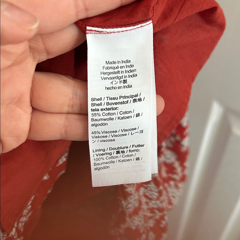 Madewell Pintucked Puff-Sleeve Midi Dress Floral Boho in Ground Madder Size 2 - Picture 14 of 15